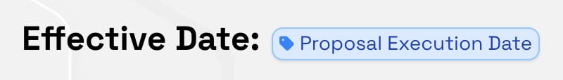 Effective Date line in a Smart Pricing Table proposal showing the Proposal Execution Date variable chip before signing
