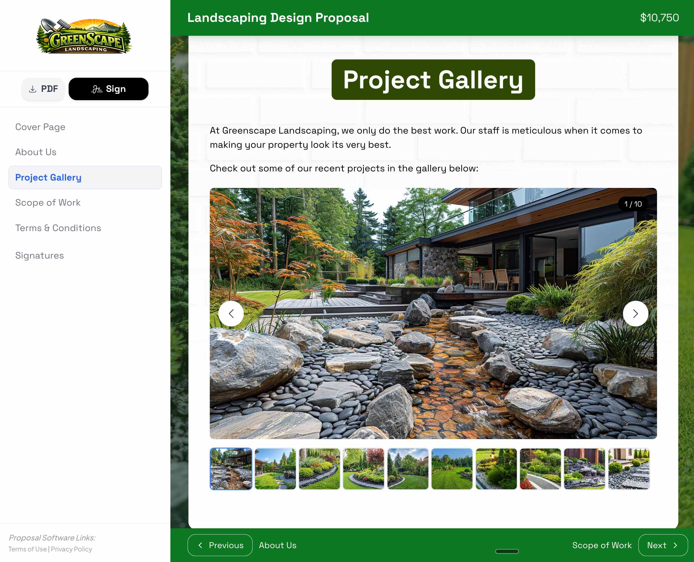 Landscaping gallery example