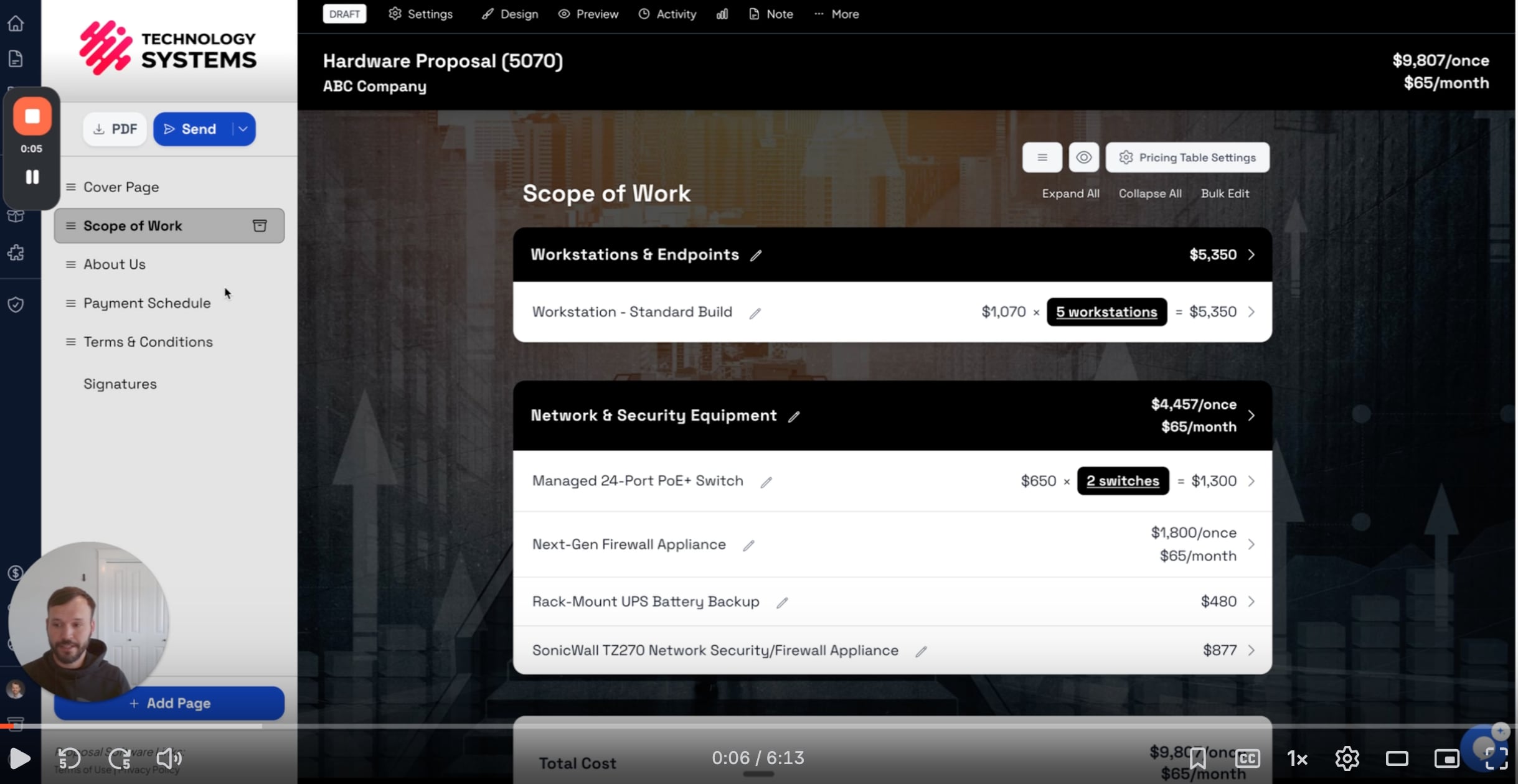 Pricing Total Variable walkthrough video in Smart Pricing Table