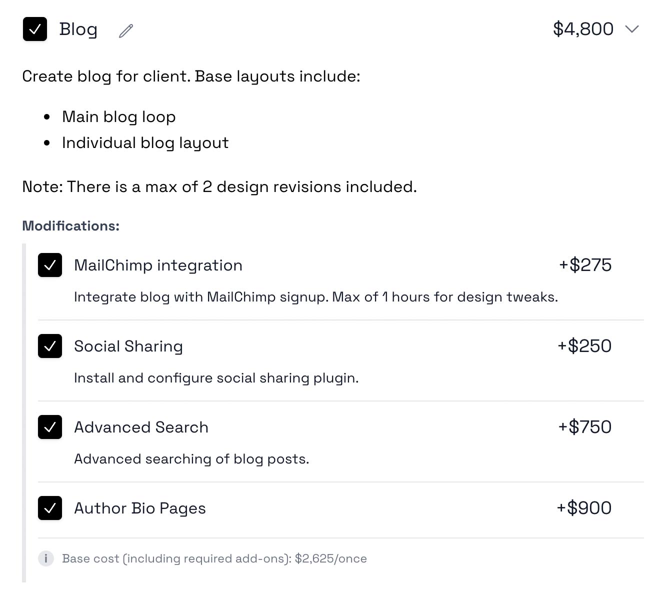 Upsell and add-on pricing features in Smart Pricing Table