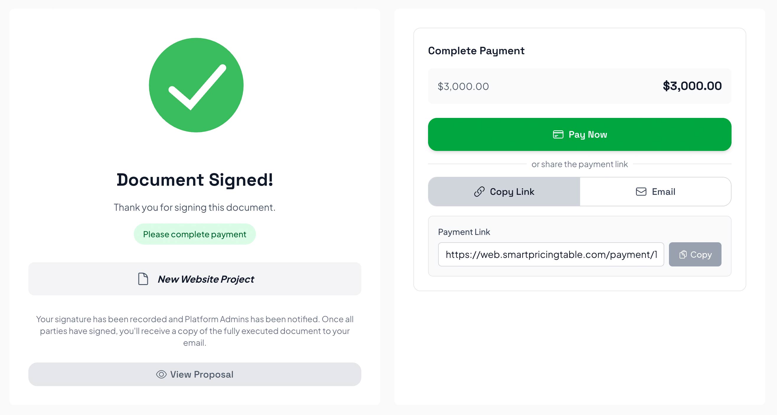 Stripe payment integration interface