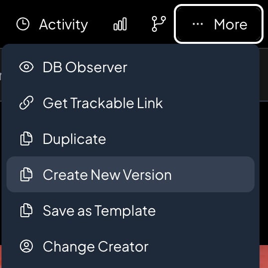 The proposal More menu open with Create New Version highlighted