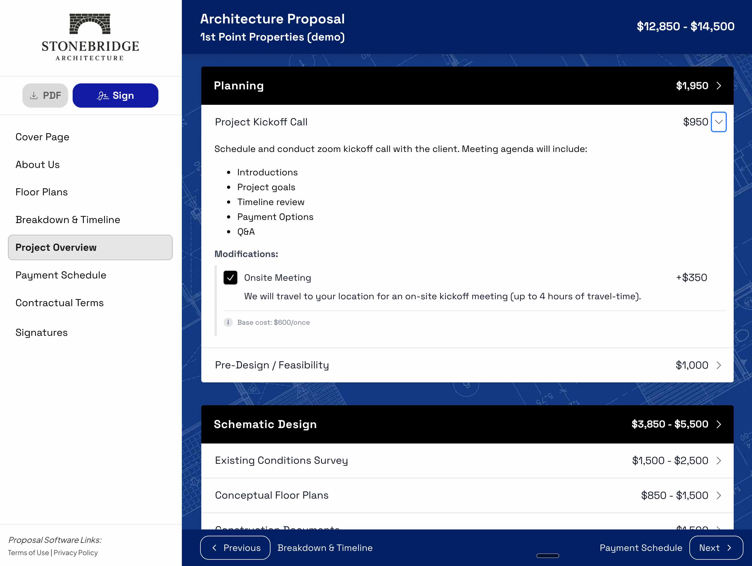 Smart Pricing Table — proposal screenshots 3
